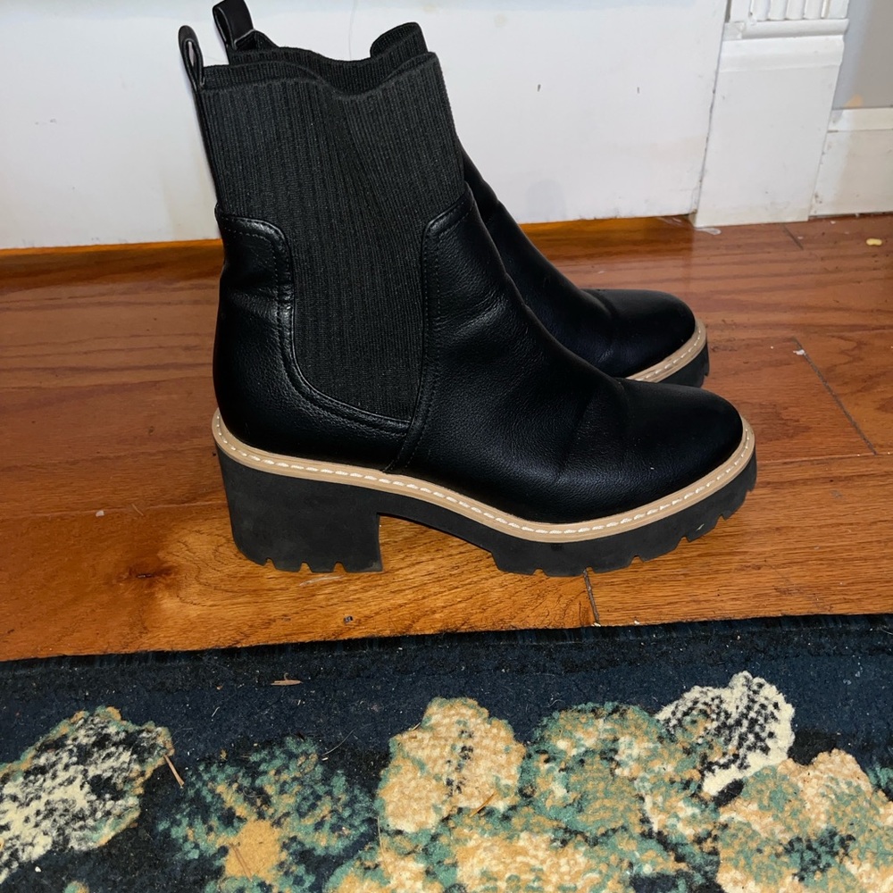 Dolce Vita Black Ankle Boots with Tan Sole